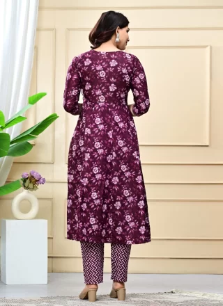 Sparkling Purple Cotton Salwar Suit