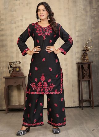 Spectacular Black Rayon Casual Kurti