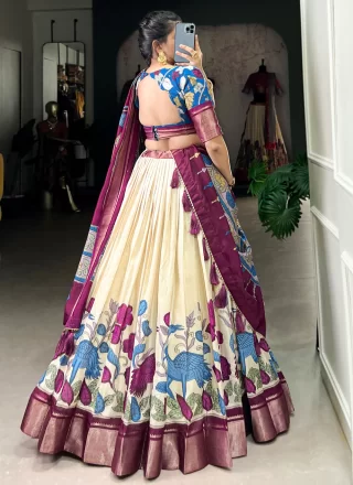 Spellbinding Off White Pure Dola Lehenga Choli