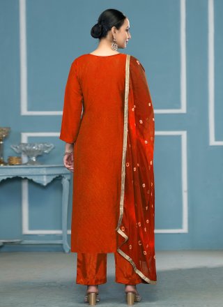 Spellbinding Orange Cotton Salwar Suit