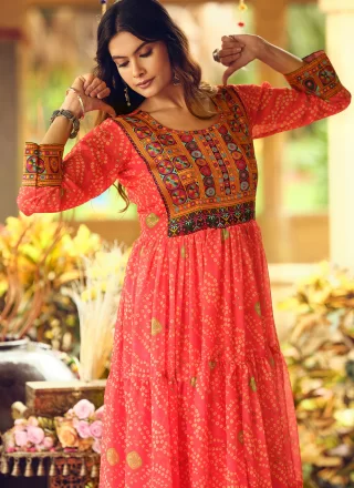 Splendid Pink Faux Georgette  Designer Gown
