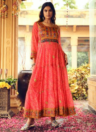 Splendid Pink Faux Georgette  Designer Gown