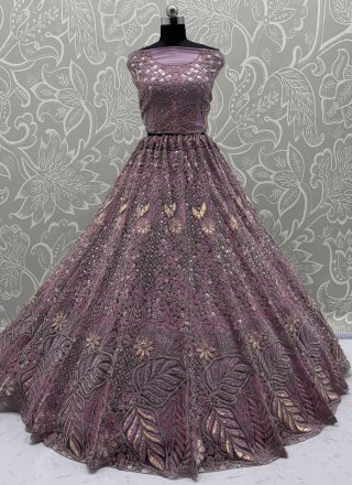 Splendid Purple Net Lehenga Choli