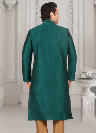 Staggering Sea Green Dupion Silk Kurta Pyjama