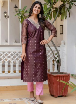 Sterling Purple Silk Blend Designer Kurti