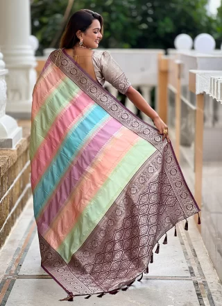 Strange Multi Colour Silk Classic Sari