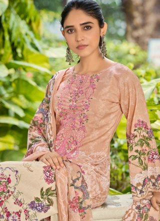 Stunning Peach Cotton Salwar Suit