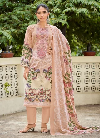 Stunning Peach Cotton Salwar Suit
