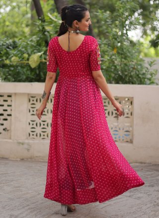 Stupendous Red Faux Georgette Designer Kurti