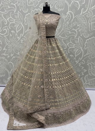 Sumptuous Brown Net Lehenga Choli