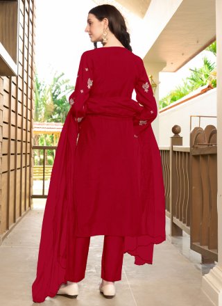 Sunshine Red Silk Salwar Suit