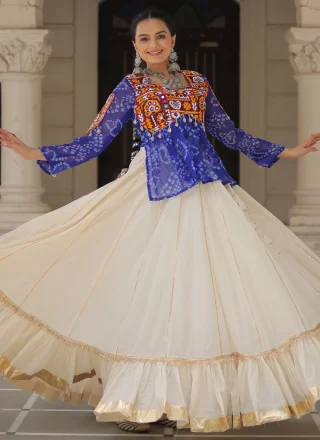Superb Blue Cotton Readymade Lehenga Choli