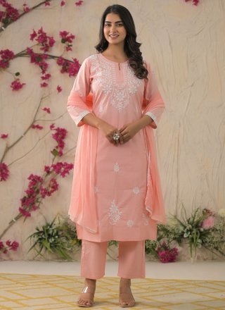 Superb Pink Cotton Readymade Style with Embroidered Work
