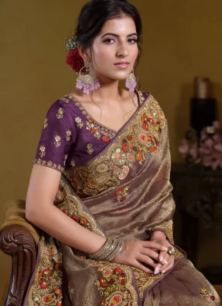 Surpassing Brown Banarasi Silk Designer Sari