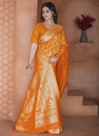 Surpassing Yellow Silk Trendy Saree