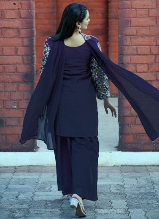 Tafeta Silk Salwar Suit In Blue Colour