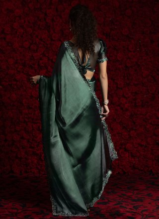 Teal Chiffon Contemporary Saree