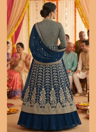 Teal Georgette Lehenga Choli