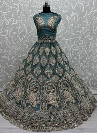 Teal Net Lehenga Choli
