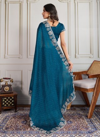 Teal Silk Contemporary Saree