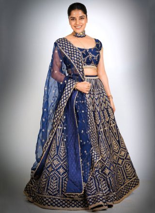 Teal Silk Lehenga Choli