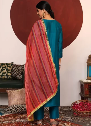 Teal Silk Pant Style Suit