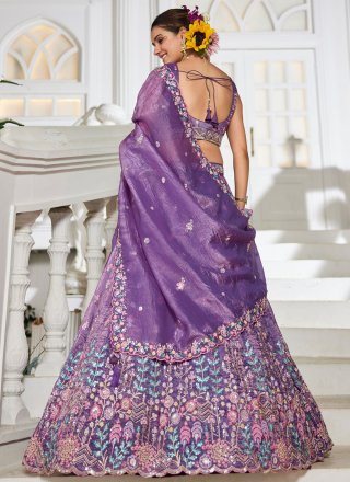 Tissue A - Line Lehenga Choli In Purple Color