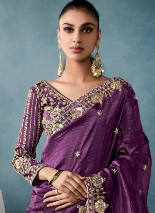 Tissue Classic Saree In Purple
