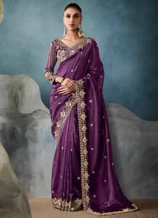 Tissue Classic Saree In Purple