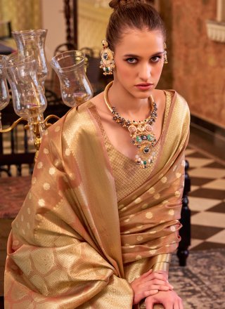 Tissue Classic Sari In Brown Colour