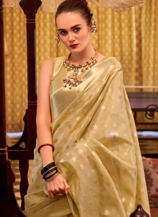 Tissue Contemporary Saree In Beige Colour