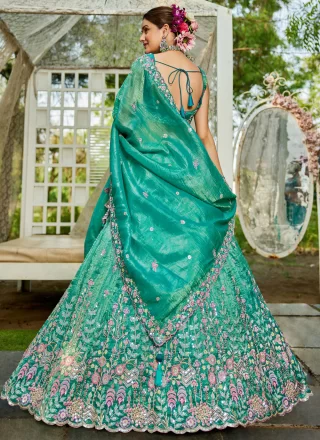 Tissue Lehenga Choli with Embroidered, Sequins and Zari Work