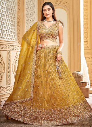 Tissue Readymade Lehenga Choli with Embroidered, Sequins and Zari Work