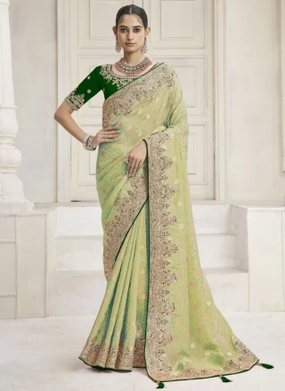 Tissue Trendy Saree In Green