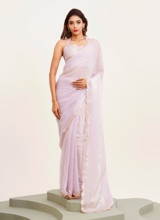 Tissue Trendy Saree In Lavender Color