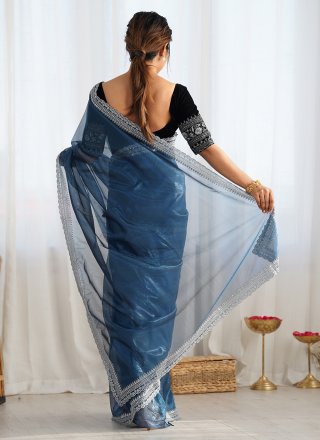 Tissue Trendy Saree In Morpeach Color
