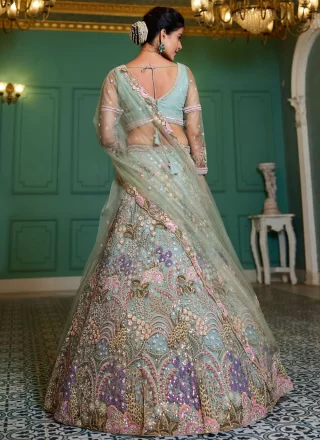 Turquoise Net Lehenga Choli