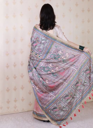 Tussar Silk Classic Sari with Digital Print and Woven Work