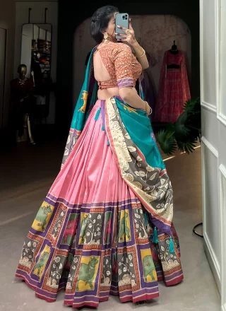 Tussar Silk Lehenga Choli with Foil Print Work