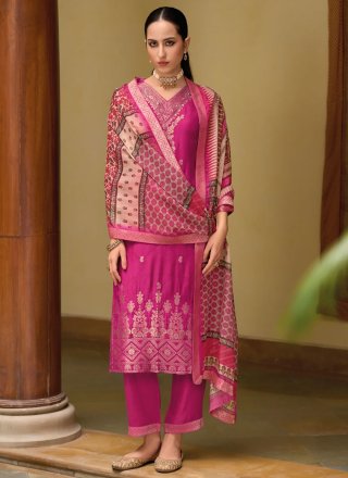 Urbane Magenta Jacquard Salwar Suit