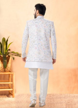 Velvet Indo Western In White Colour