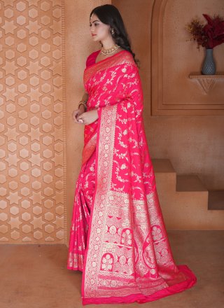 Versatile Hot Pink Silk Classic Saree