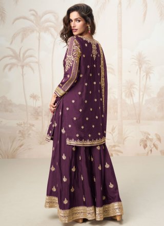 Versatile Purple Chinon Readymade Salwar Suit