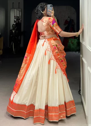 Vichitra Silk A - Line Lehenga Choli In White Color