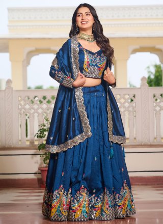 Vichitra Silk Readymade Lehenga Choli with Embroidered, Sequins, Thread and Zari Work