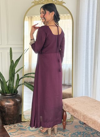 Vichitra Silk Salwar Suit In Wine Color