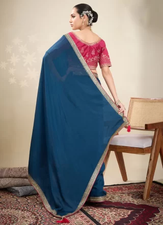 Vichitra Silk Traditional Saree In Morpeach Colour