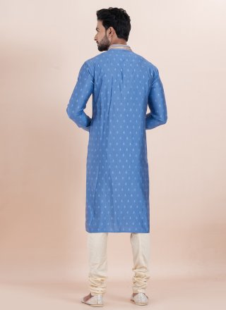 Violet Jacquard Work Cotton Silk Kurta Pyjama