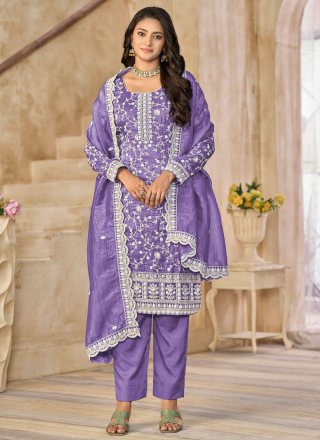Violet Organza Salwar Suit