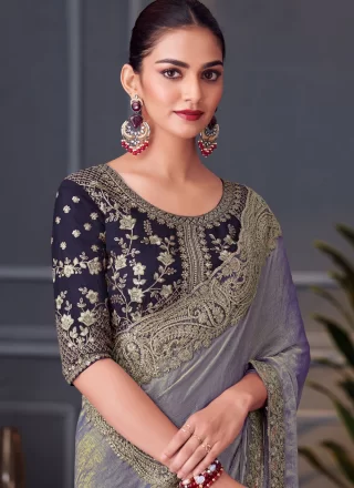 Violet Silk Contemporary Saree